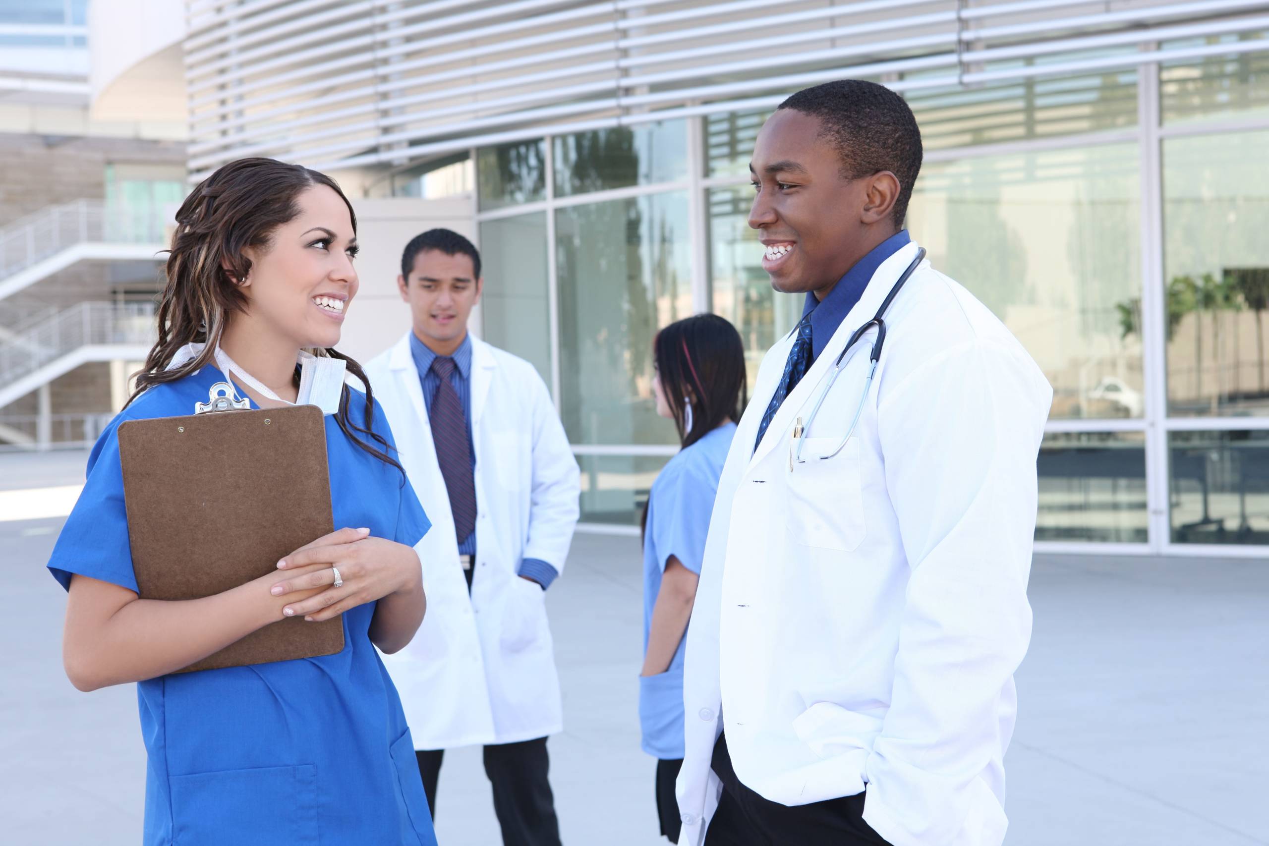medical team outside building-min medical team outside building